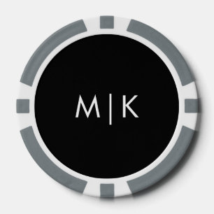 Schwarz, weiß Modernes Monogramm Pokerchips