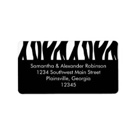 Schwarz-Weiß-Modernistischer Streifen Adressaufkleber