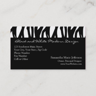 Schwarz-Weiß-Modernistischer Streifen Visitenkarte