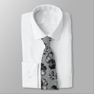 Schwarz-Weiß-Mohn-Grün-Mittelgrau-Hochzeit Krawatte