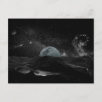Schwarz-weiß-Mond-Nachthimmel-Berg-Galaxie-Pos