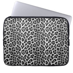 Schwarz-weiß-Monochrom, Leopardenmuster Laptopschutzhülle