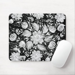 Schwarz-Weiß-Monochrom-Volks kunst-Mauspad Mousepad