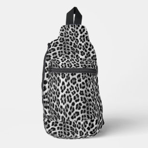 Schwarz-Weiß-Monochrome, Leopardenmuster Crossbody Bag