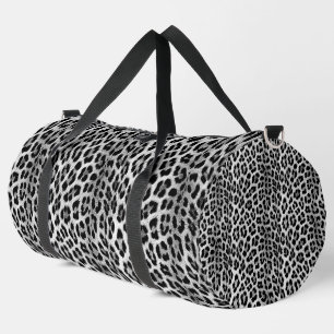 Schwarz-Weiß-Monochrome, Leopardenmuster Duffle Bag