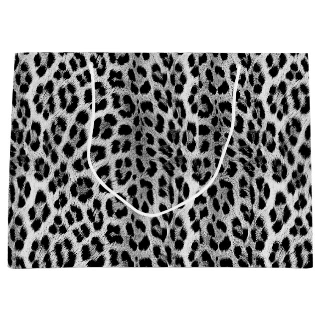 Schwarz-Weiß-Monochrome, Leopardenmuster Große Geschenktüte (Vorderseite)