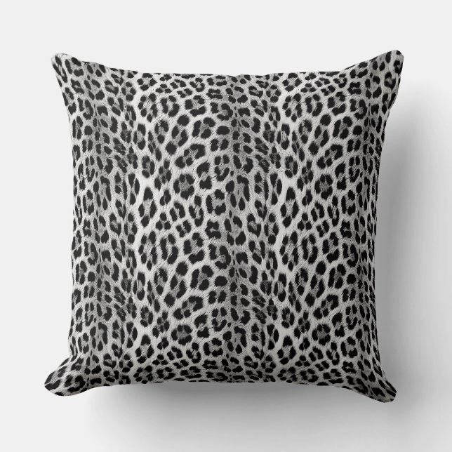 Schwarz-Weiß-Monochrome, Leopardenmuster Kissen (Vorderseite)