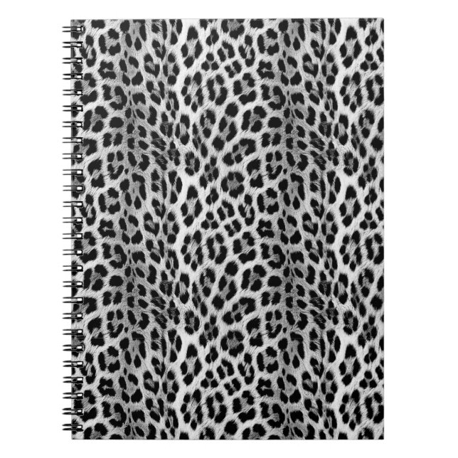 Schwarz-Weiß-Monochrome, Leopardenmuster Notizblock (Vorderseite)