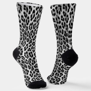 Schwarz-Weiß-Monochrome, Leopardenmuster Socken