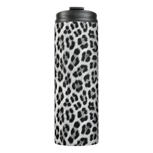 Schwarz-Weiß-Monochrome, Leopardenmuster Thermosbecher
