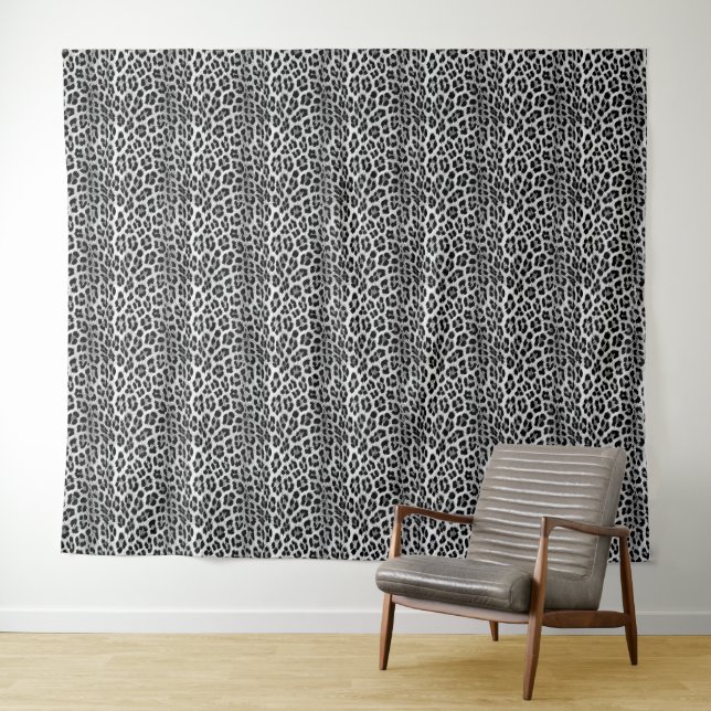 Schwarz-Weiß-Monochrome, Leopardenmuster Wandteppich (Beispiel (Horizontal))