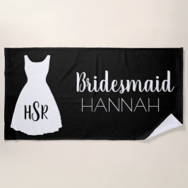 Schwarz-weiß Monogram Bridesmaid Strandtuch