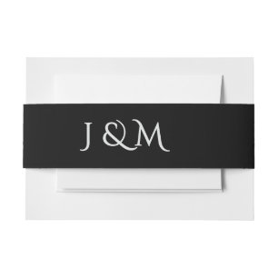 Schwarz/Weiß Monogram Minimal und schicke Hochzeit Einladungsbanderole