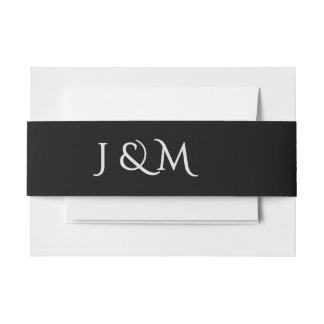Schwarz/Weiß Monogram Minimal und schicke Hochzeit Einladungsbanderole