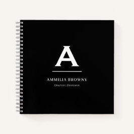 Schwarz-Weiß-Monogram-Notebook | Minimalistischer  Notizbuch