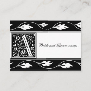 Schwarz-Weiß-Monogramm-A-Bridal-Registrierungskart Begleitkarte