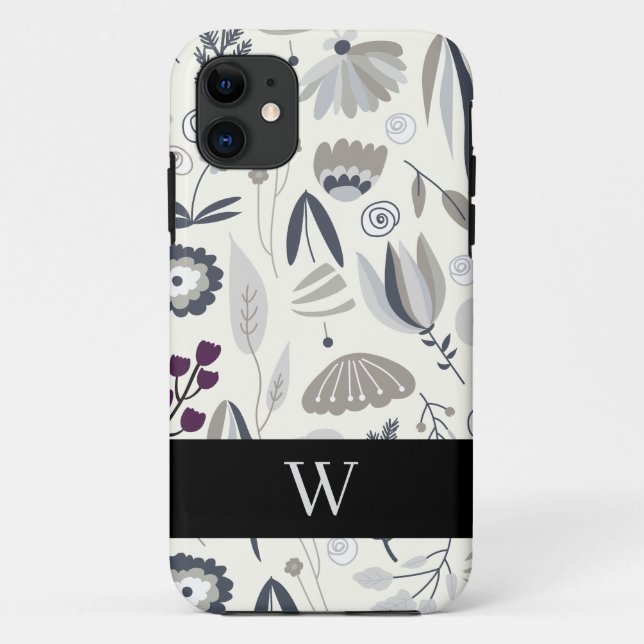 Schwarz-Weiß-Monogramm-Abstrakte Formen Case-Mate iPhone Hülle (Rückseite)
