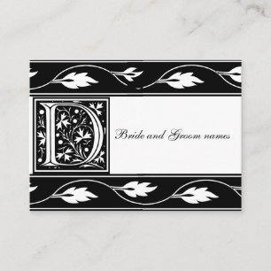 Schwarz-Weiß-Monogramm-D-Bridal-Registrierungskart Begleitkarte