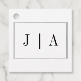 Schwarz-Weiß-Monogramm-Doppelnamen Einfach Geschenkanhänger