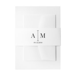 Schwarz-Weiß-Monogramm Einfache Minimale Hochzeit Einladungsbanderole