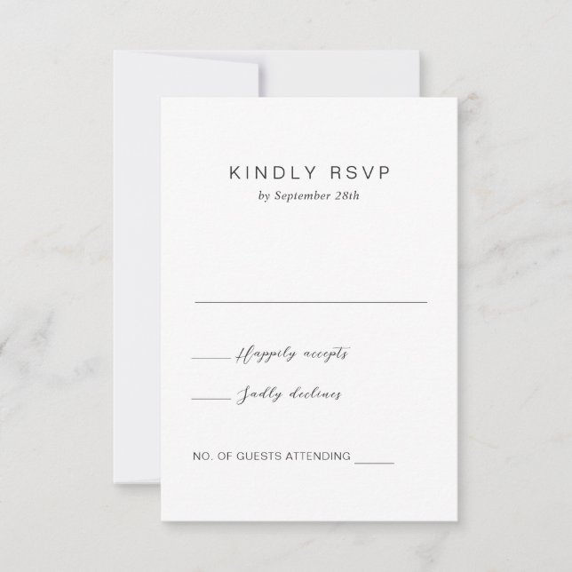 Schwarz-Weiß-Monogramm-Elegant-Hochzeit RSVP Karte (Vorderseite)