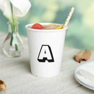 Schwarz-Weiß-Monogramm-Erstausstattung modern Pappbecher