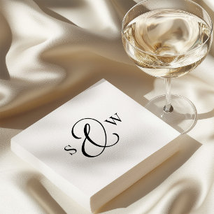 Schwarz-Weiß-Monogramm Et-Zeichen Luxus-Hochzeit Serviette