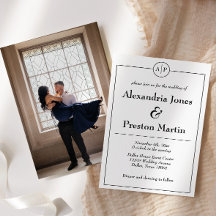 Schwarz-Weiß-Monogramm-Foto Hochzeitseinladung