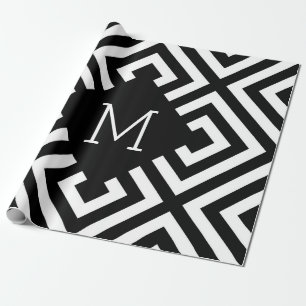 Schwarz-Weiß-Monogramm Geschenkpapier