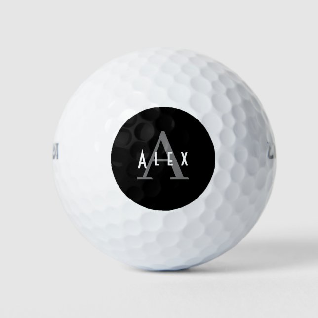 Schwarz-Weiß-Monogramm Golfball (Vorderseite)