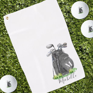 Schwarz-Weiß-Monogramm Golfhandtuch