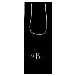 Schwarz-Weiß-Monogramm-Hochzeit Geschenktüte Für Weinflaschen