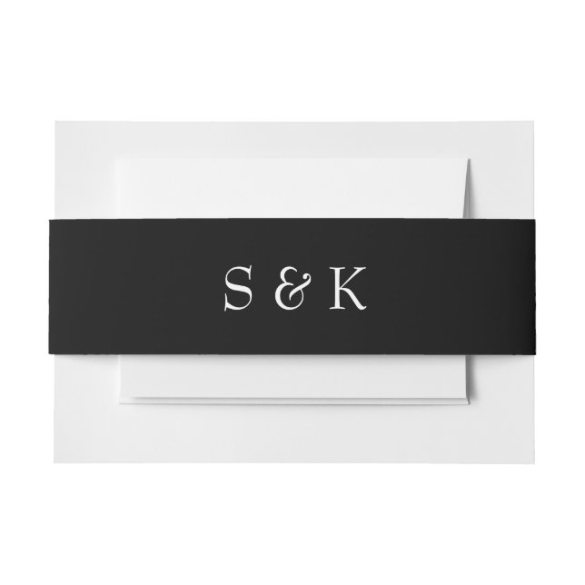 Schwarz-Weiß-Monogramm-Hochzeit II Einladungsbanderole (Vorderseite Beispiel)