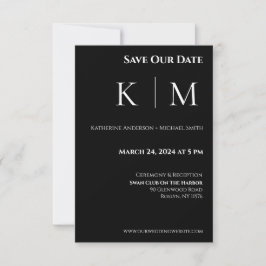 Schwarz-Weiß-Monogramm-Hochzeit Save The Date