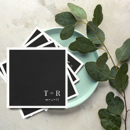 Schwarz-Weiß-Monogramm-Hochzeit Serviette