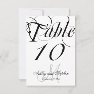 Schwarz-weiß Monogramm Hochzeit Tischnummernkarte Einladung