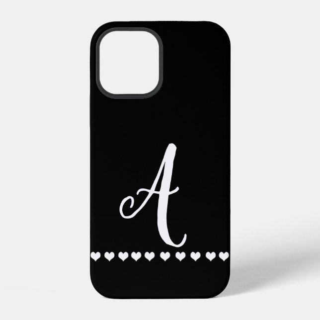 Schwarz-Weiß-Monogramm-Initiale iPhone 12 Hülle (Rückseite)