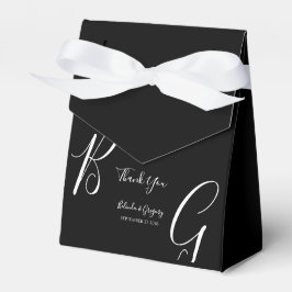Schwarz-Weiß-Monogramm-Initialen Hochzeit Geschenkschachtel