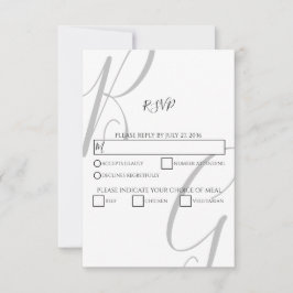 Schwarz-Weiß-Monogramm-Initialen Hochzeit RSVP Karte