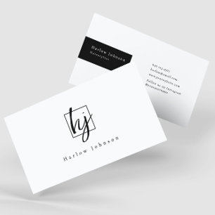 Schwarz-Weiß-Monogramm-Initialen Visitenkarte