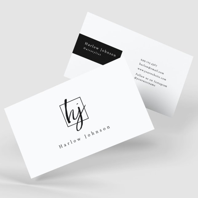 Schwarz-Weiß-Monogramm-Initialen Visitenkarte (Von Creator hochgeladen)