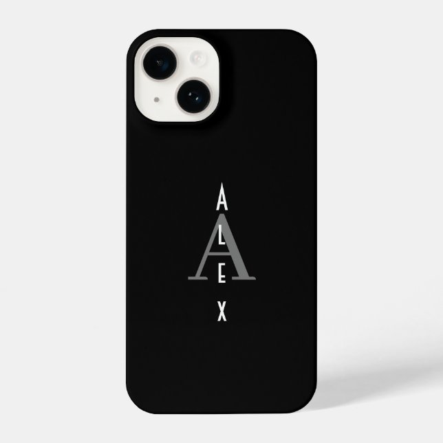 Schwarz-Weiß-Monogramm iPhone 14 Hülle (Rückseite)