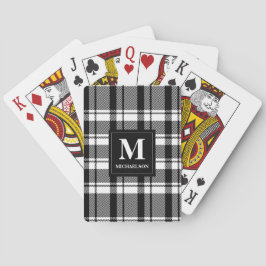 Schwarz-Weiß-Monogramm Kariert Spielkarten