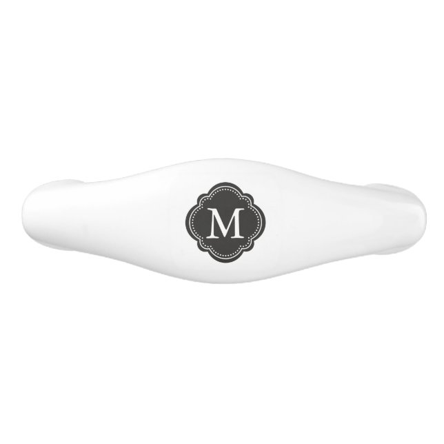 Schwarz-Weiß-Monogramm Keramik Schubladengriff (Vorderseite)