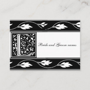 Schwarz-Weiß-Monogramm-L-Bridal-Registrierungskart Begleitkarte