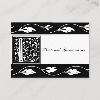 Schwarz-Weiß-Monogramm-L-Bridal-Registrierungskart Begleitkarte