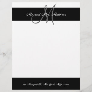Schwarz-Weiß-Monogramm-Letterhead für Neugeborene Briefkopf