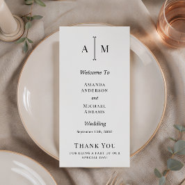 Schwarz-Weiß-Monogramm Minimale Hochzeitsprogramm