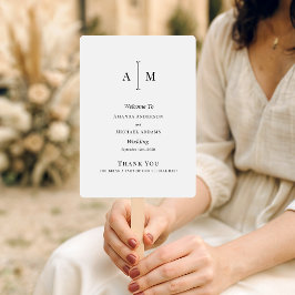 Schwarz-Weiß-Monogramm Minimale Hochzeitsprogramm Fächer
