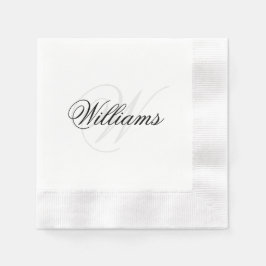 Schwarz-Weiß-Monogramm-Name Cocktail-Cocktail Serviette